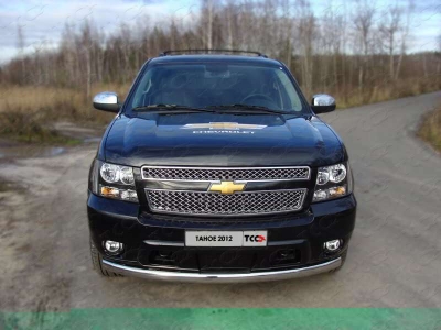 Защита переднего бампера овальная 75х42 мм ТСС для Chevrolet Tahoe 2006-2014