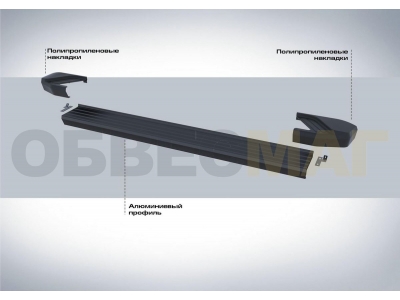 Пороги алюминиевые Rival Black New для Honda Pilot 2016-2021